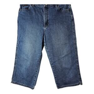 Womens Sz 14 Denim Blue High-Rise Straight Capri Vintage 90s Y2K Lee Jeans